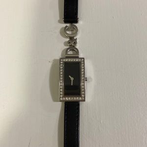 Ladies black leather D&G Watch